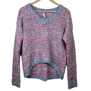 Aeropostale Pink and Gray Knit Sweater Womens Size Large